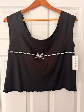PacSun Black Crop Top with Ribbon Detail